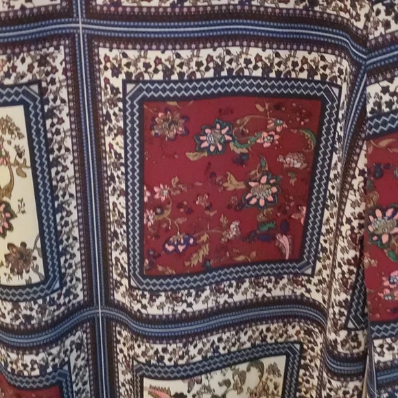 LULUS Crack a Smile Cream and Plum Multi Print Long Sleeve Shift Dress - NWT - Picture 10 of 15